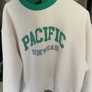 Pacsun varsity crewneck in cream/green